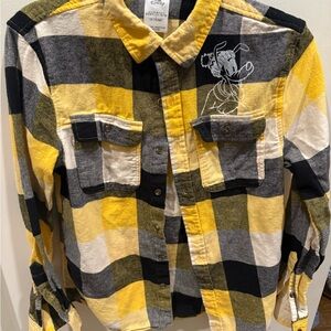 Disney Black and Yellow Plaid Pluto Shirt